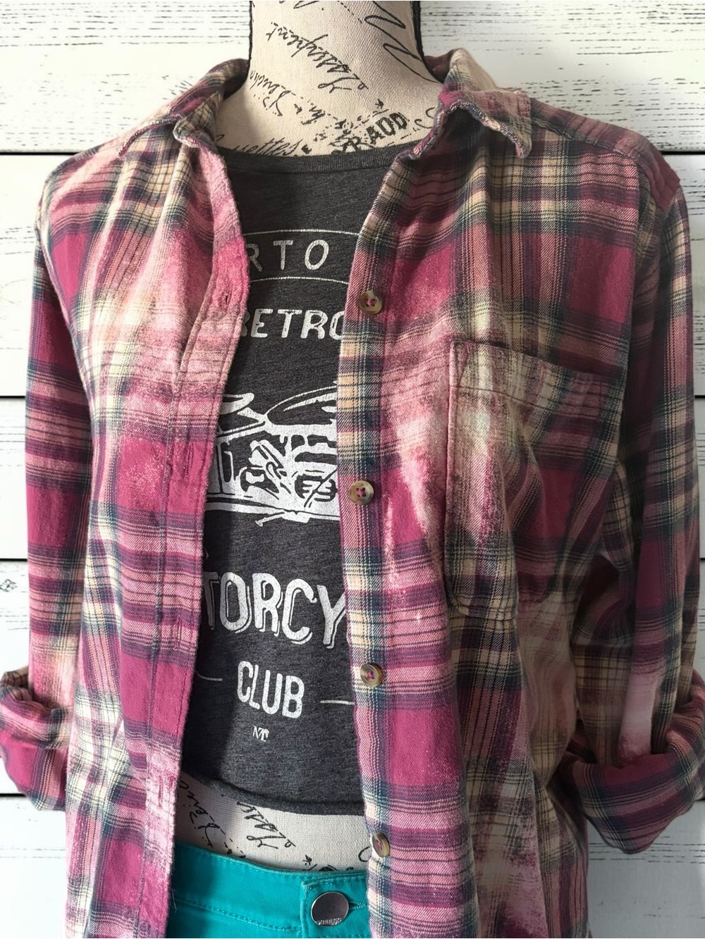 Custom Upcycled Flannel Shirt - Size M